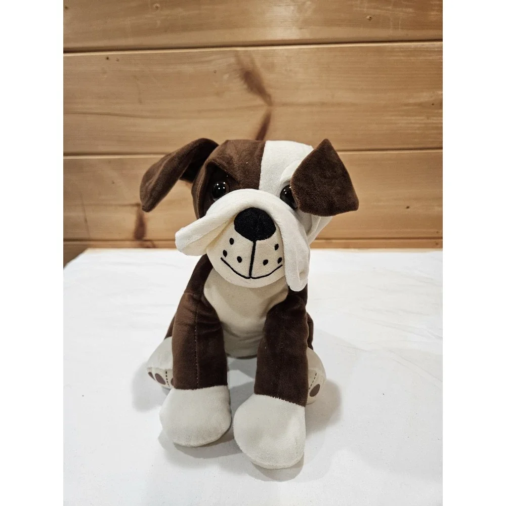 Peek-A-Boo Plush Brown White Puppy Dog Stuffed Animal Red Glitter Collar‎ 12